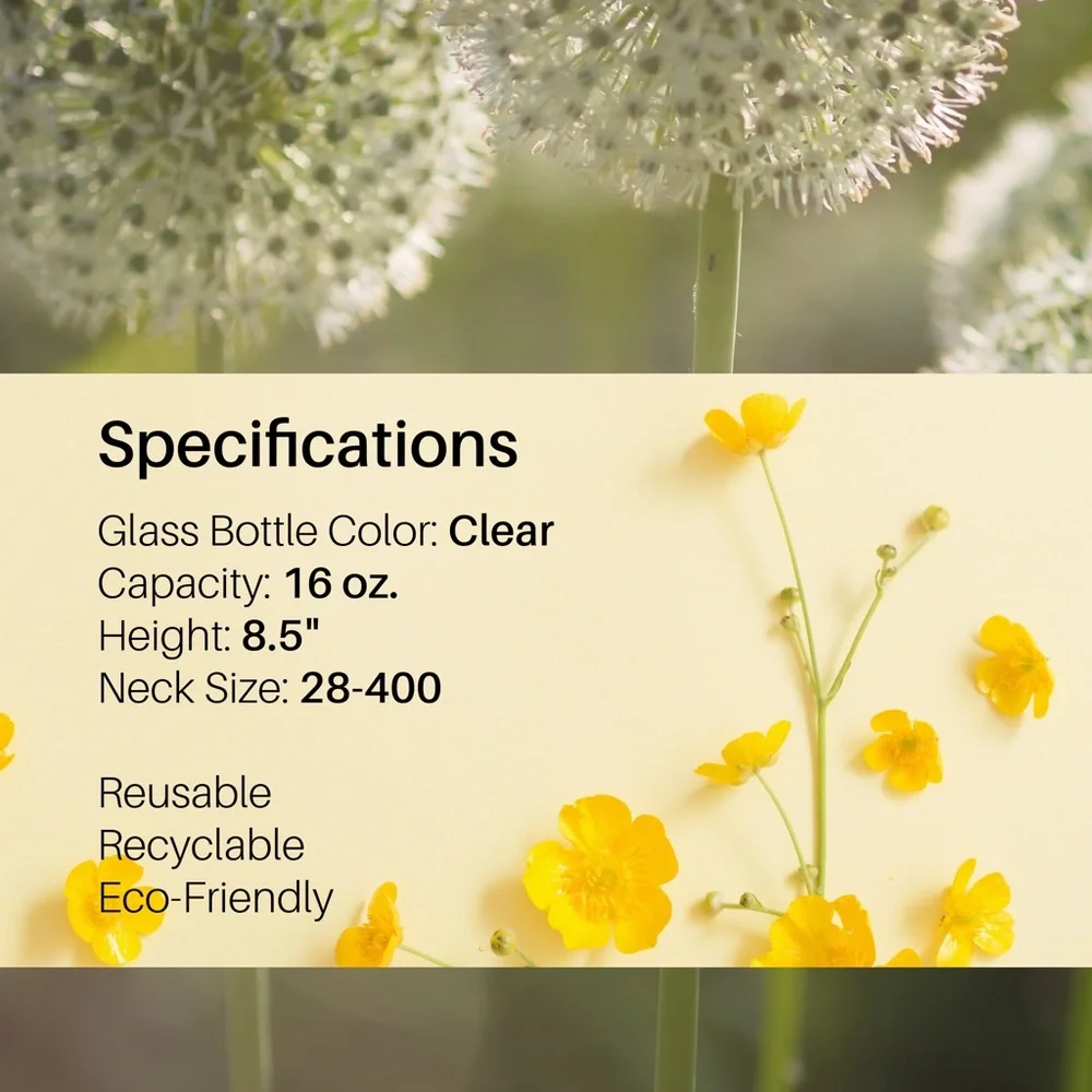 16 OZ. GLASS SOAP DISPENSER W/ METAL PUMP (CLEAR GLASS/SILVER PUMP)